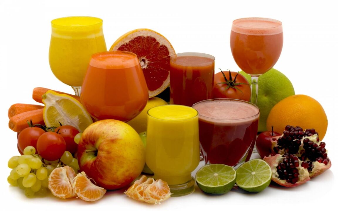 Jus de fruits et légumes autorisés.